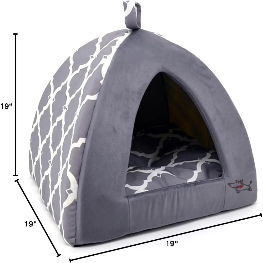 Best Pet Supplies Lattice Pet Tent With Soft Bed Enclosure