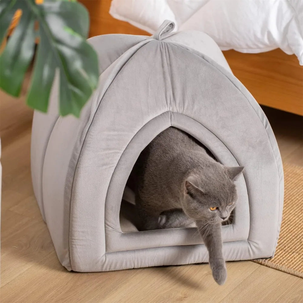 Indoor Cat Bed And 2 In 1 Cat House Cave Tent With Removable Cover