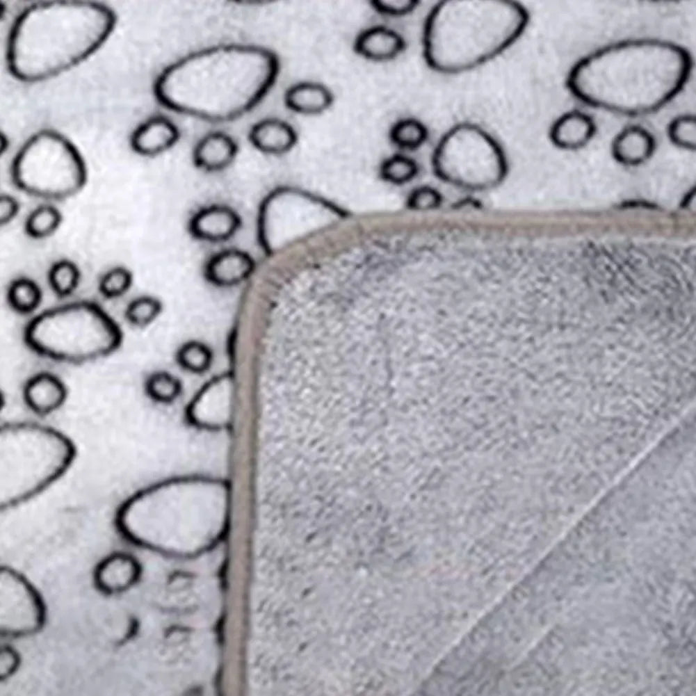 Flannel Pet Sleep Mat Paw Print for Dog Cat Soft Warm Blanket Washable Pet Throw for Sofa Bed Car Seat