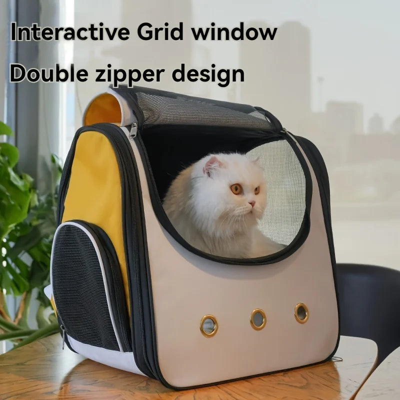 Cat Carrier Portable Large-Capacity Pet Backpack, Double-Shoulder Cat Bag, Portable Breathable Pet Bag, Summer Cat Supplies, Cat Bag, Breathable Cat Backpack Foldable Bag