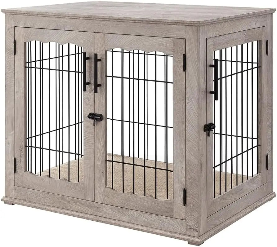 High-Concerned Furniture Style Dog Crate End Table With Double Doors
