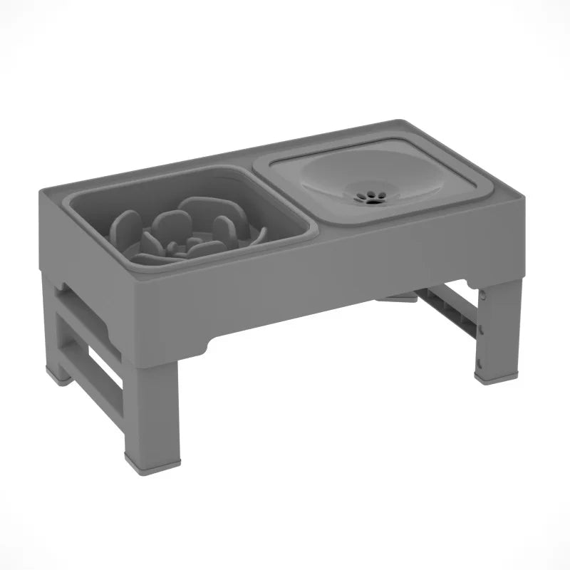 3 In 1 Pet Dog Stainless Steel Slow Feed Drinking Water Bowls Anti Knock Adjustable Height Cat Dog Bowl Large Pet Slow Food