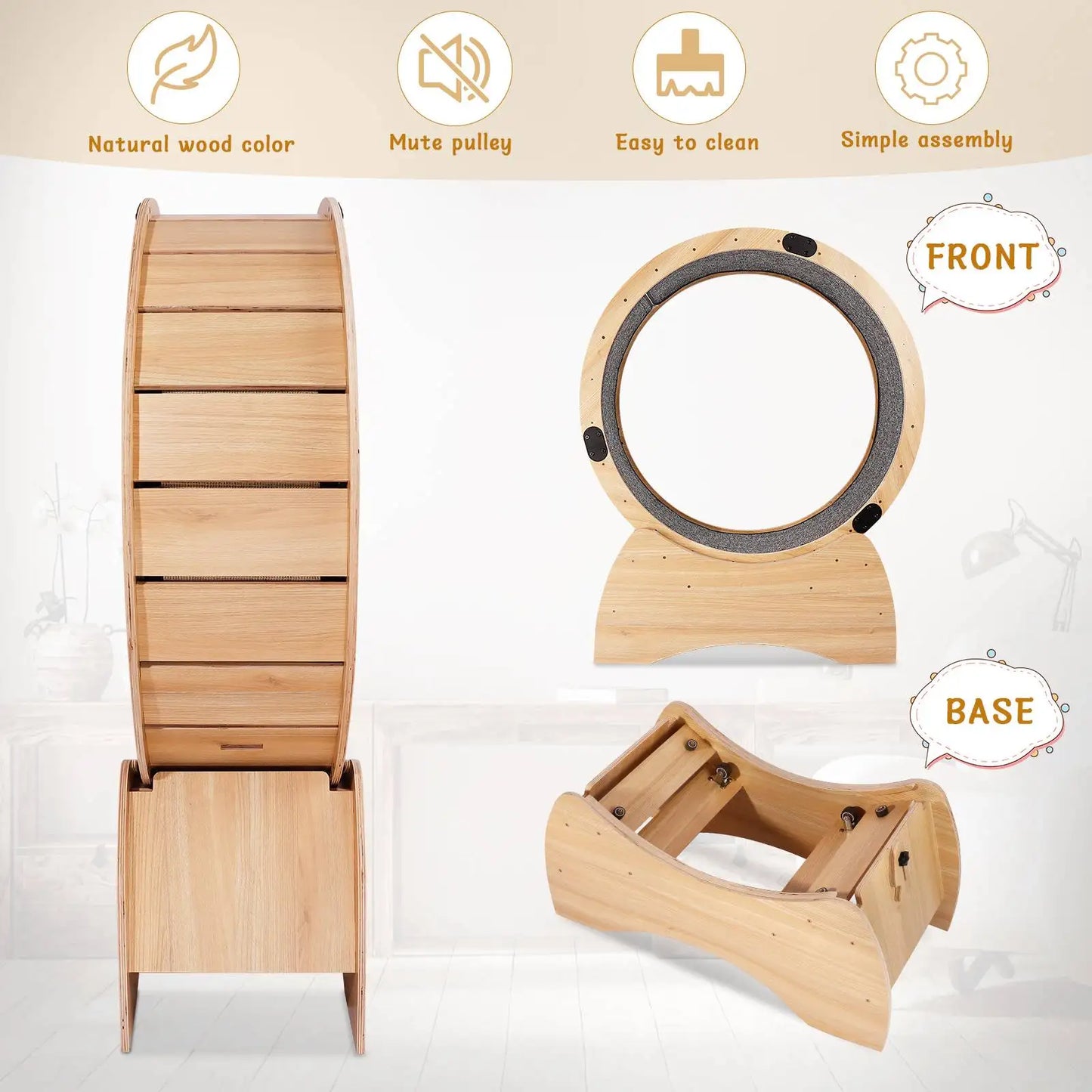 Wooden Cat Treadmill Scratching Roller For Exercise And Fitness Toys