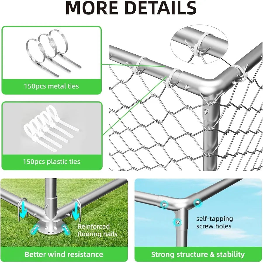 7.8 x 7.8ft Heavy Duty Outdoor Dog Kennel with Roof in Galvanized Steel for Large Breed Dogs - Durable and Secure Outdoor Housi
