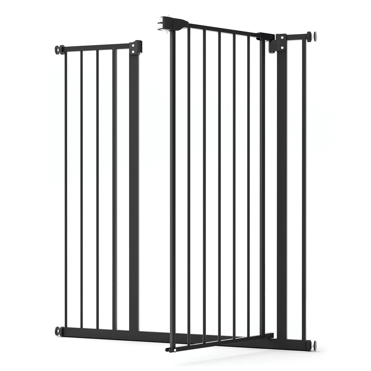 Pet Dog Gate 41 Inch Tall Metal Safety Stairway Barrier for Pets and Babies Adjustable Width 27 to 34 Inches Free Standing Pet