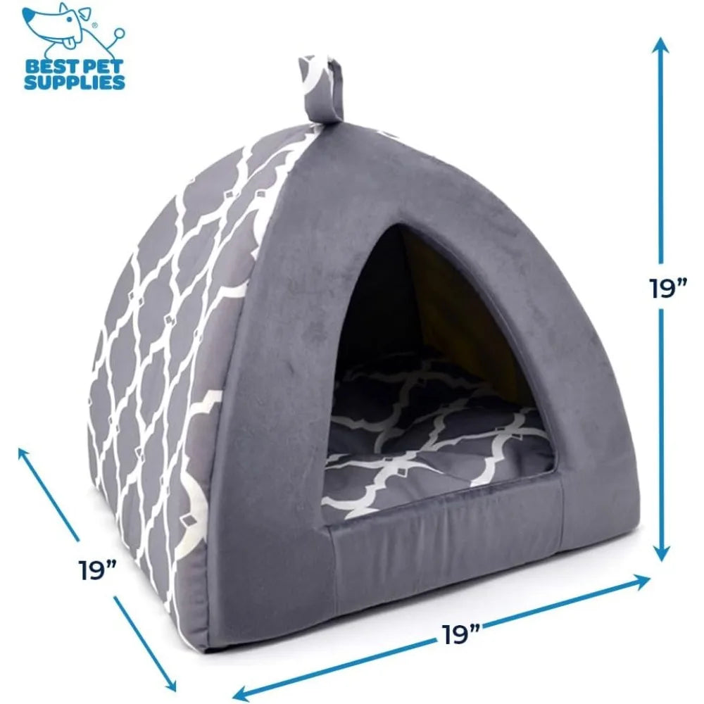 Best Pet Supplies Lattice Pet Tent With Soft Bed Enclosure