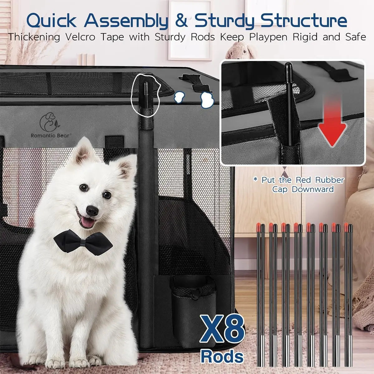 Foldable Pet Playpen 40x32x24 Inches, Portable Kennel Tent with Water-Resistant Cover for Indoor Outdoor Use