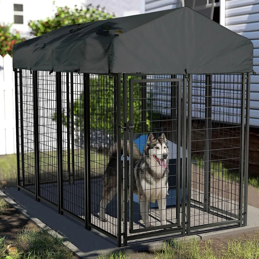 XXL Large Luxury Outdoor Dog Kennel Pet House Enclosure Run Cage Playpen with Roof & Cover Rabbit Hutch Cage