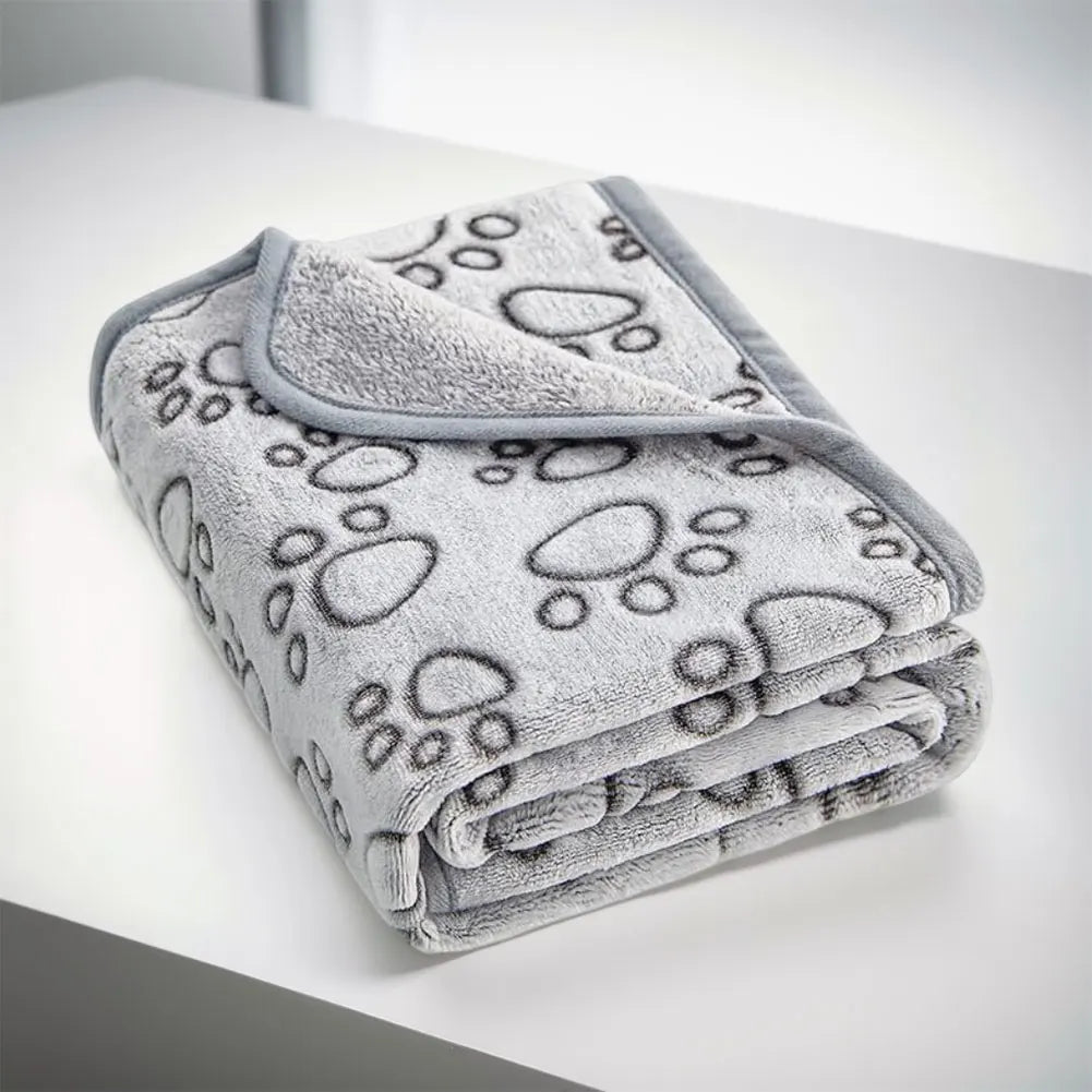 Flannel Pet Sleep Mat Paw Print for Dog Cat Soft Warm Blanket Washable Pet Throw for Sofa Bed Car Seat