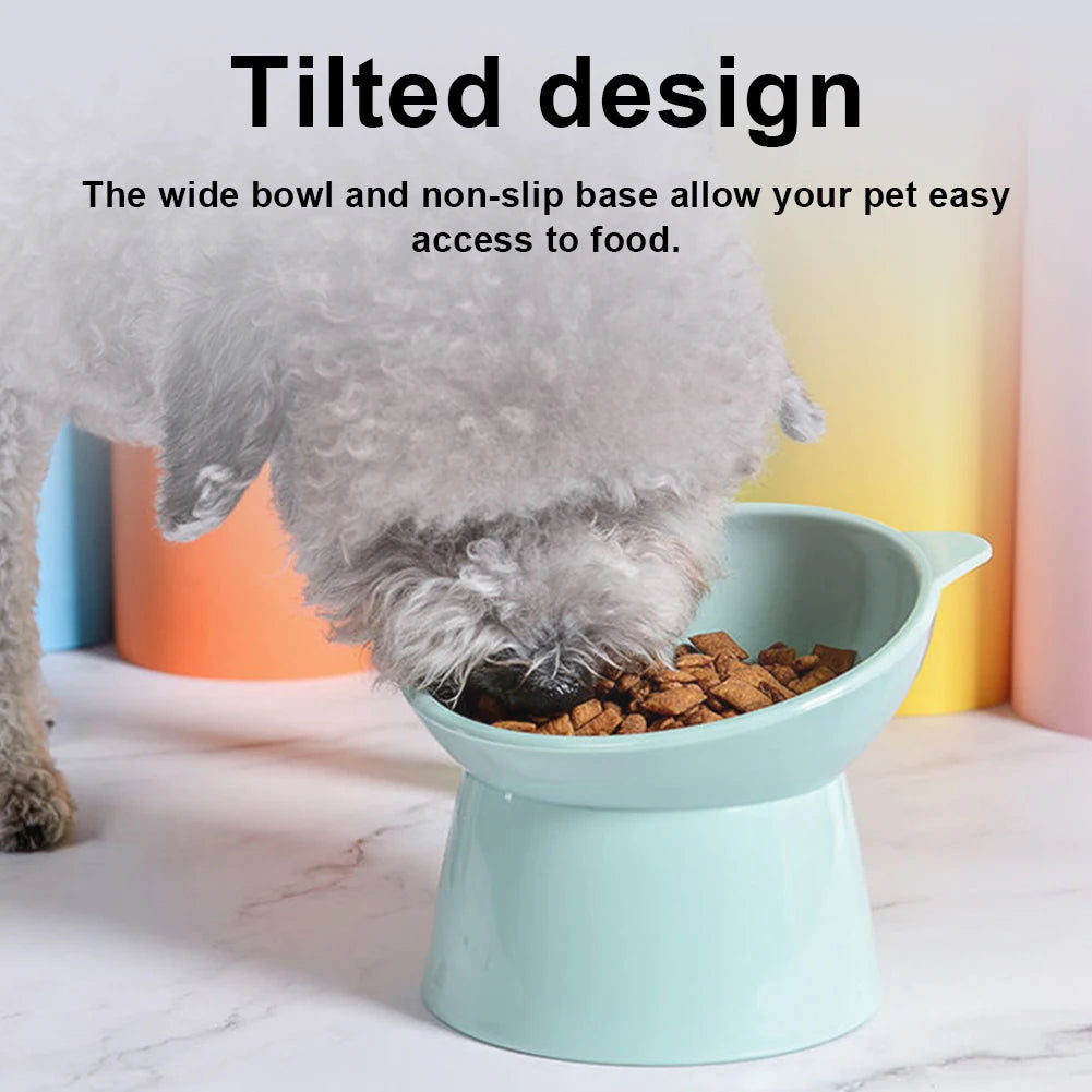Tilted Cat Food Bowl Raised Cat Food Bowl Ergonomic Tall Dog Bowl Anti Vomiting Plastic Feeding Bowl for Flat- Faced Cats