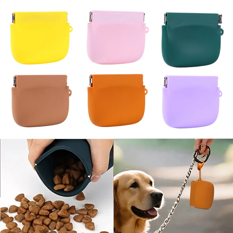 For Outdoor Training With Secure Lock Dog Food Containe Silicone Dog Treat Pouch Portable Pet Snack Bag Easy To Clean Waterproof