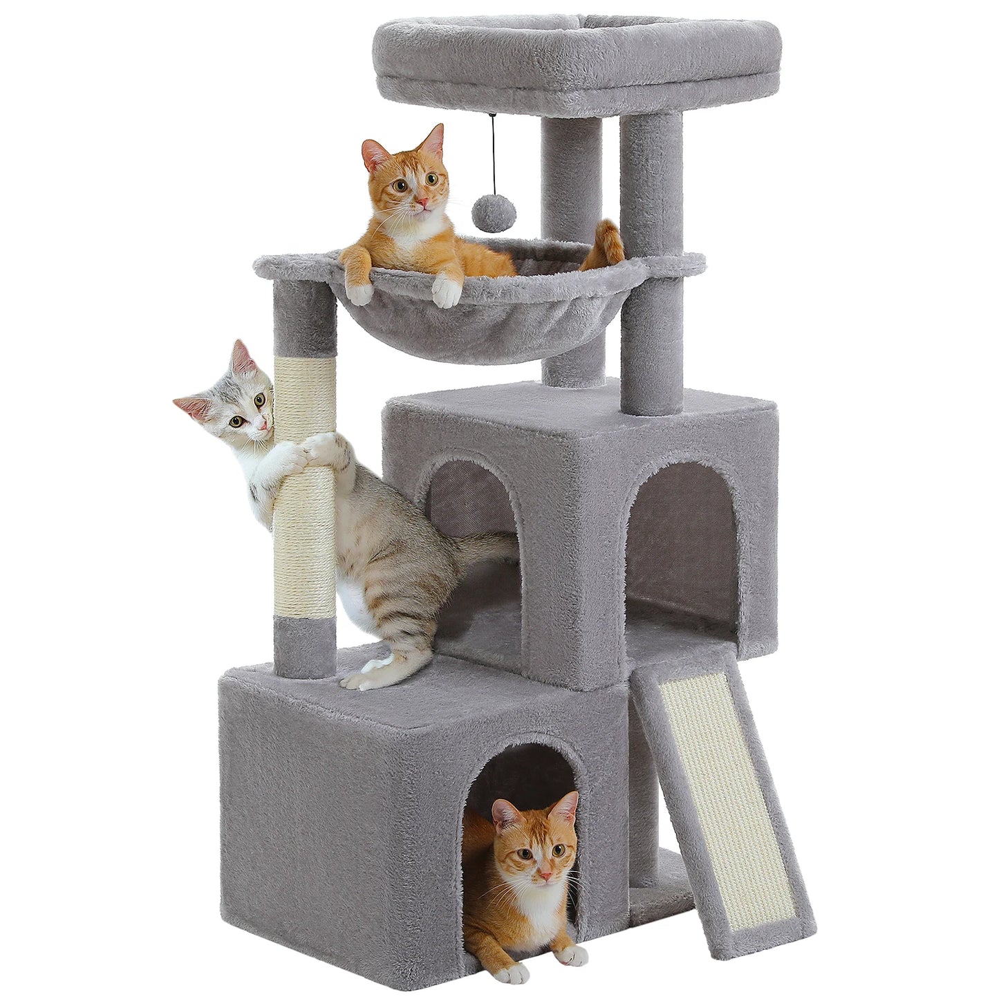 Large Cat Tree Multi-Level Cat Tower with 2 Spacious Condos for Indoor Cats Large Cat House with Comfy Hammock Padded Perch