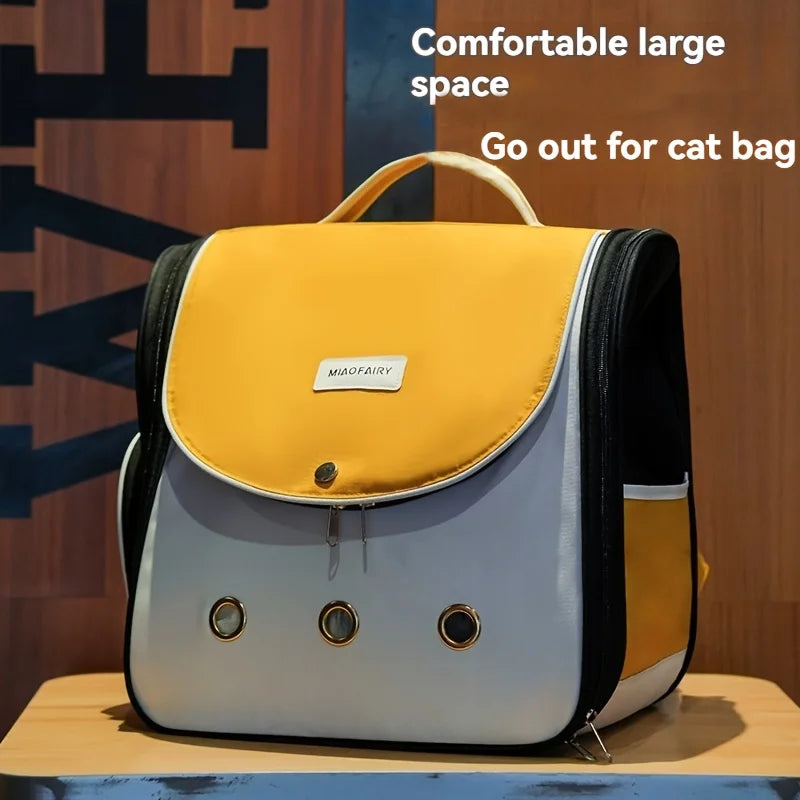 Cat Carrier Portable Large-Capacity Pet Backpack, Double-Shoulder Cat Bag, Portable Breathable Pet Bag, Summer Cat Supplies, Cat Bag, Breathable Cat Backpack Foldable Bag