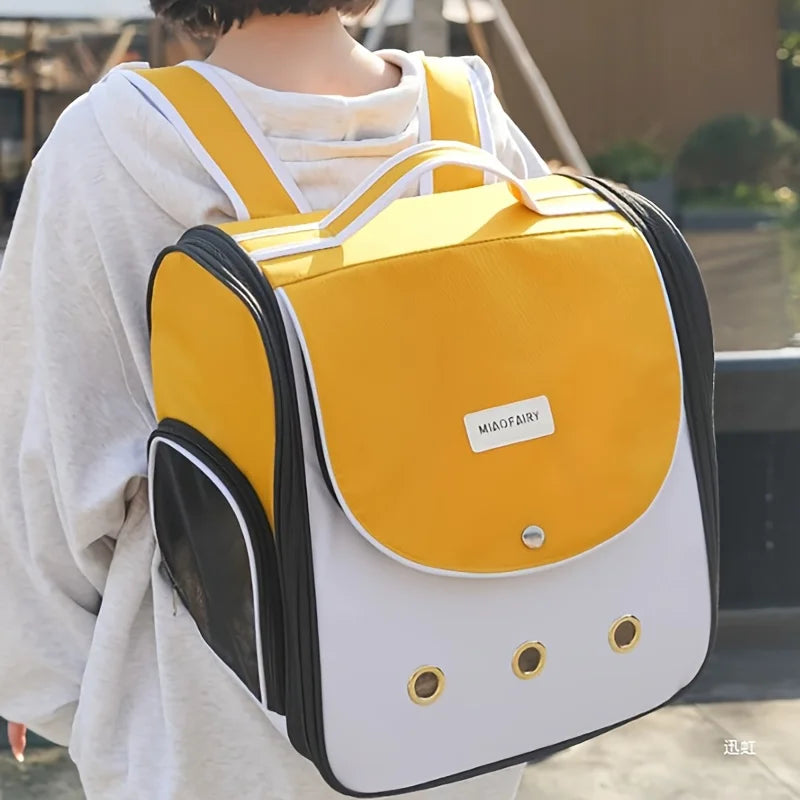Cat Carrier Portable Large-Capacity Pet Backpack, Double-Shoulder Cat Bag, Portable Breathable Pet Bag, Summer Cat Supplies, Cat Bag, Breathable Cat Backpack Foldable Bag