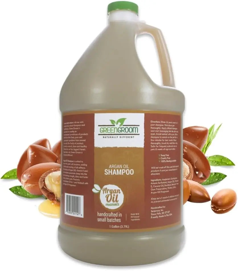 Green Groom Argan Oil Dog Shampoo, 1 Gallon - Vitamin E, Moisturizing, Natural Ingredients, Restores Shine, Relieves Itchy Skin