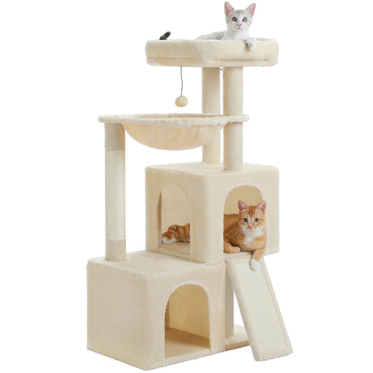 Large Cat Tree Multi-Level Cat Tower with 2 Spacious Condos for Indoor Cats Large Cat House with Comfy Hammock Padded Perch