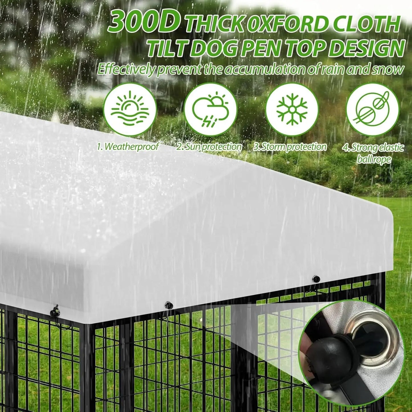 Heavy Duty Outdoor Dog Kennel with Rotating Bowls, 8x4x5.6ft, Durable Steel Frame and Waterproof Cover