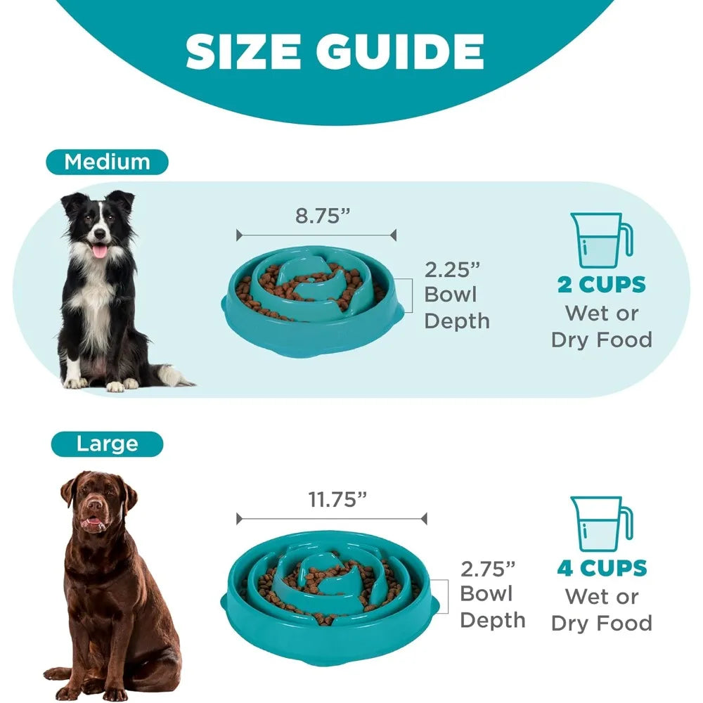 Outward Hound Medium Slow Feeder Bowl, Puzzle Maze for Fast Eaters, Small to Medium Dogs, Helps Prevent Bloat & Aid Digestion