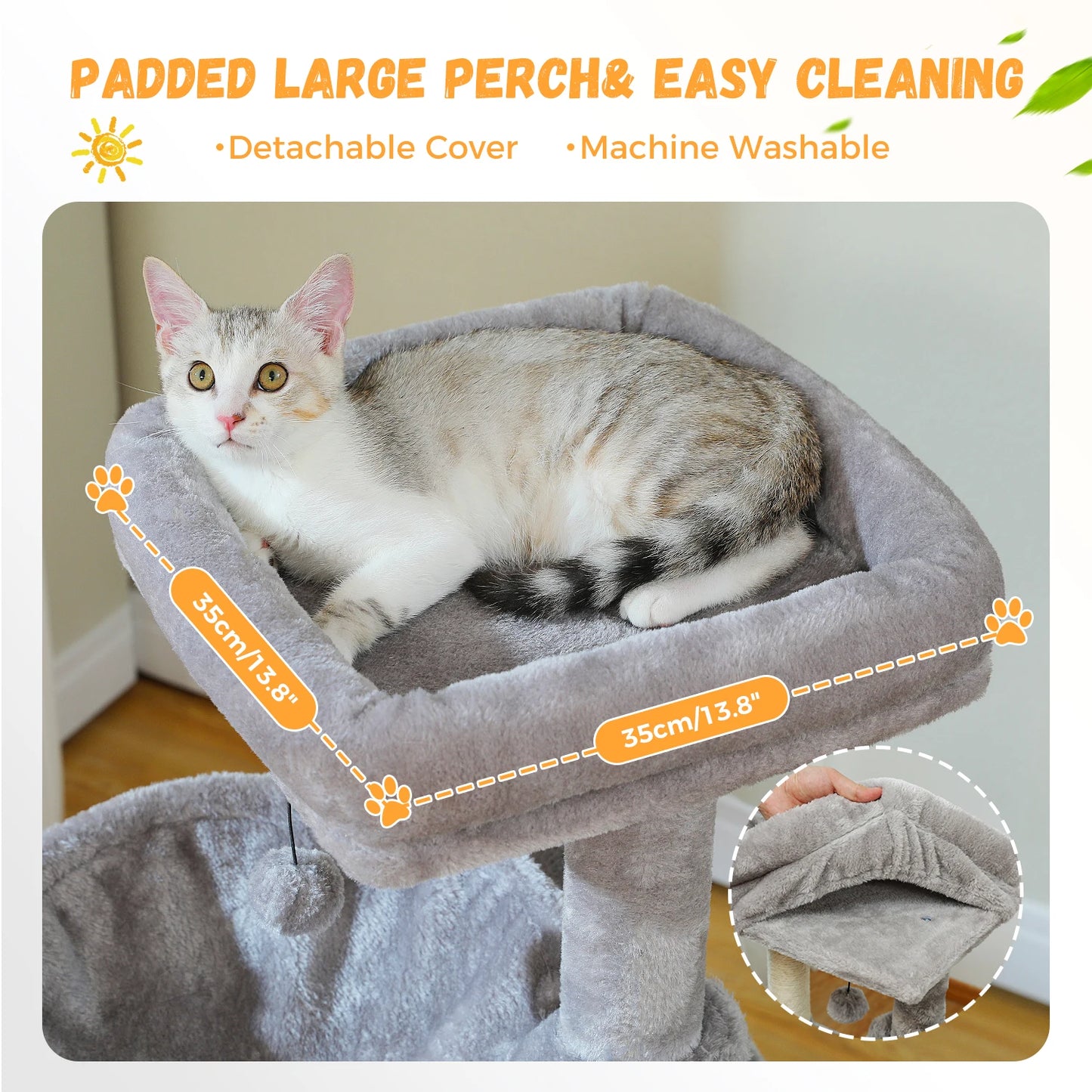 Large Cat Tree Multi-Level Cat Tower with 2 Spacious Condos for Indoor Cats Large Cat House with Comfy Hammock Padded Perch