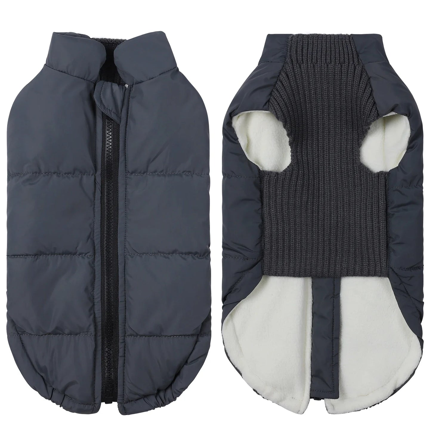 Warm Windproof Dog Winter Coat With Zipper Closure Adjustable