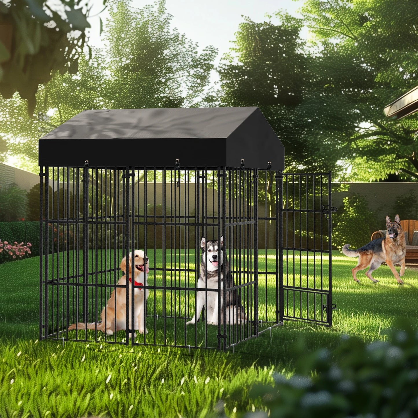 XXL Large Luxury Outdoor Dog Kennel Pet House Enclosure Run Cage Playpen with Roof & Cover Rabbit Hutch Cage