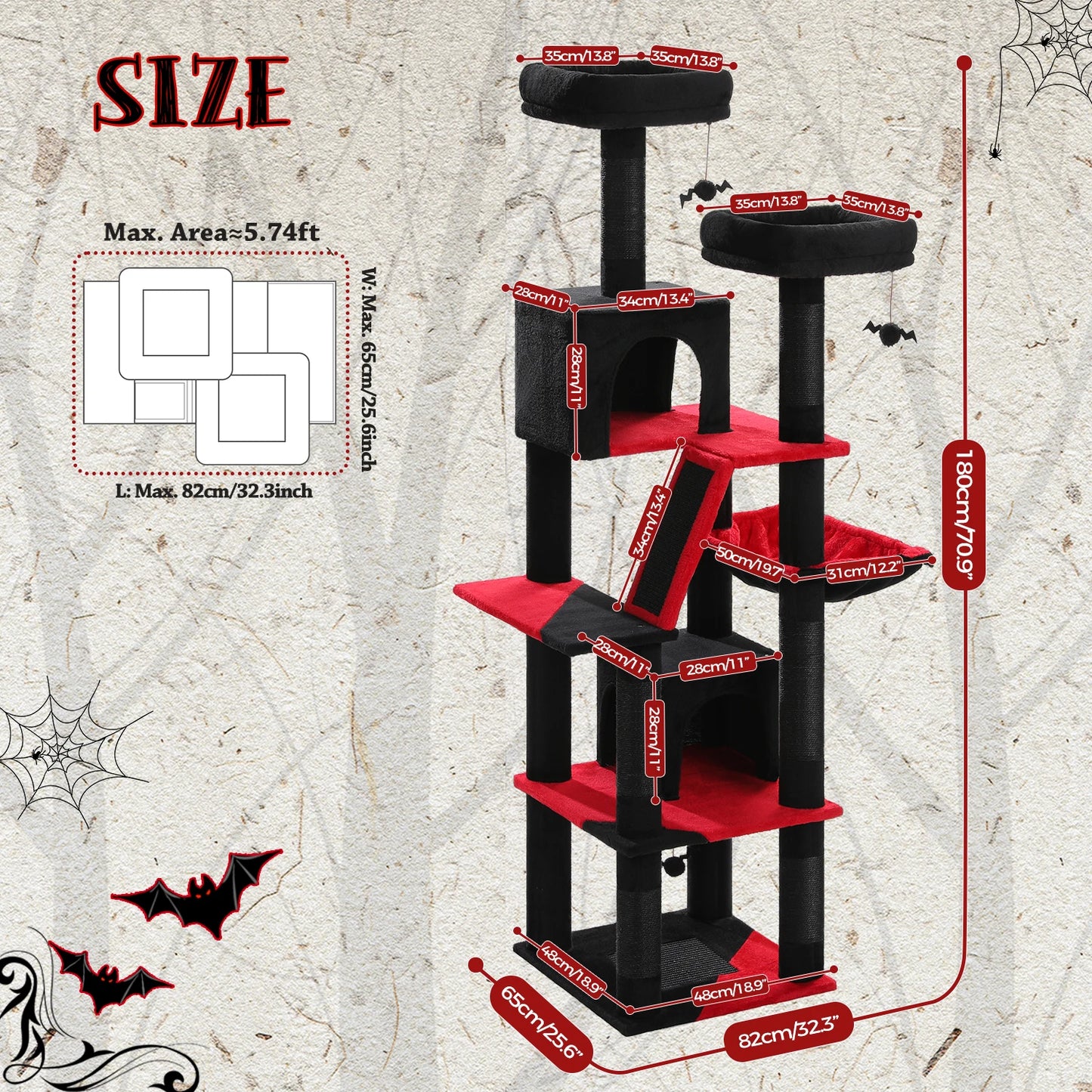 Multi-Level Cat Tree Tower with Scratching Posts, Condo, Hammock, Cat Scratching Board,Cat Accessories,Cat Furniture,Indoor Cats