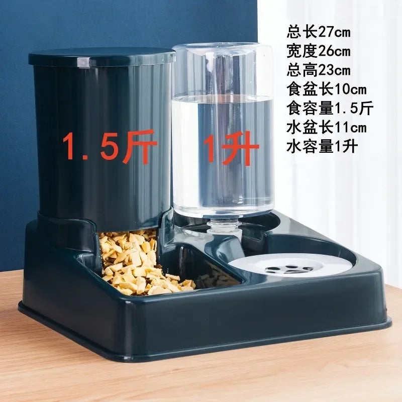 Hign-concerned Automatic Cat Feeder Water Dispenser 2in1 Tilted Gravity