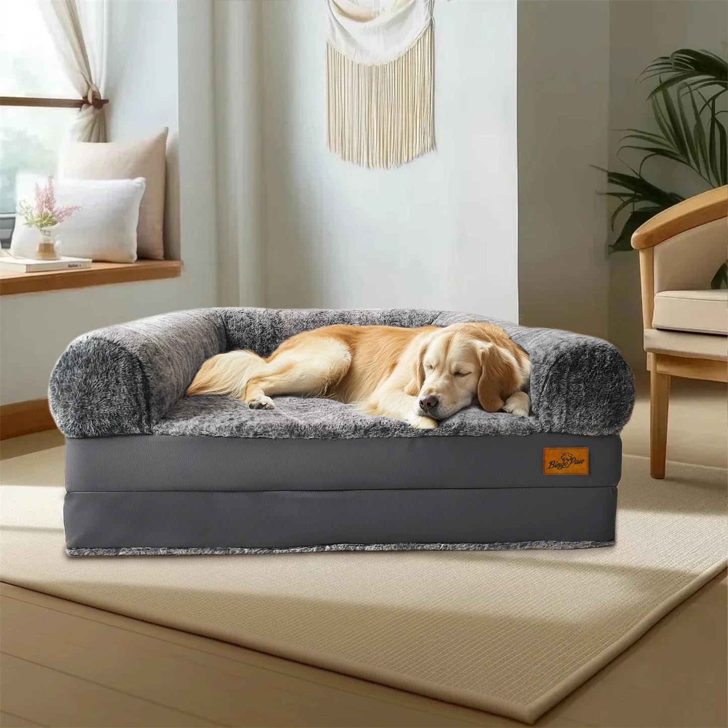 180cm Long Human Size Dog Bed for Adults and Pets to Nap Foldable Calming Pet Bed Plush Cover Orthopedic Sponge Base