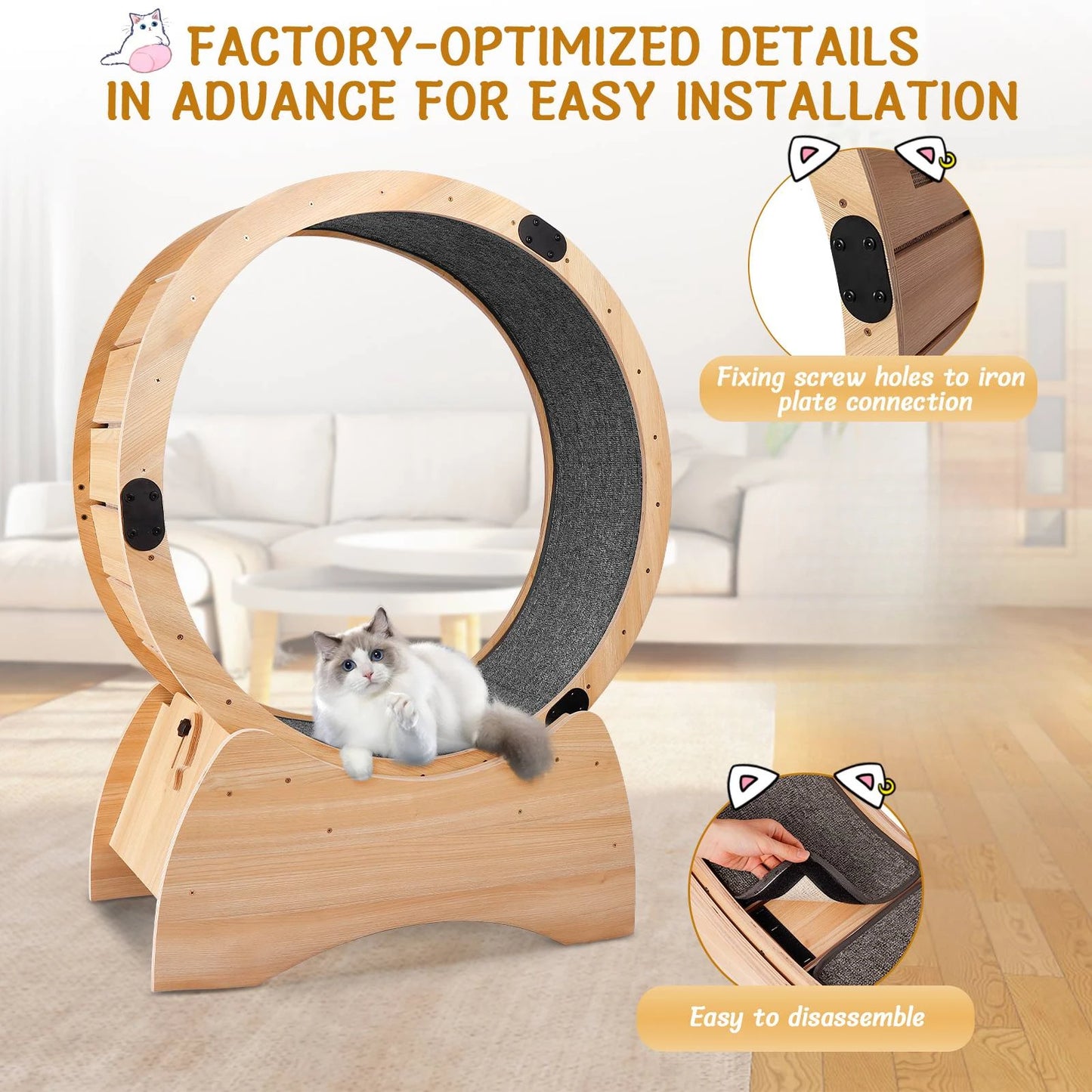 Wooden Cat Treadmill Scratching Roller For Exercise And Fitness Toys