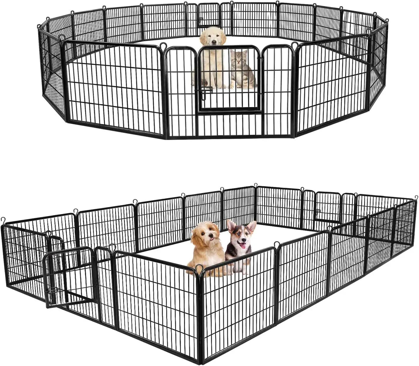 16 Panel 24 Inch Dog Fence Foldable Removable Pet Enclosure for Yard RV Camping Outdoor Use Portable Dog Playpen with Gate for