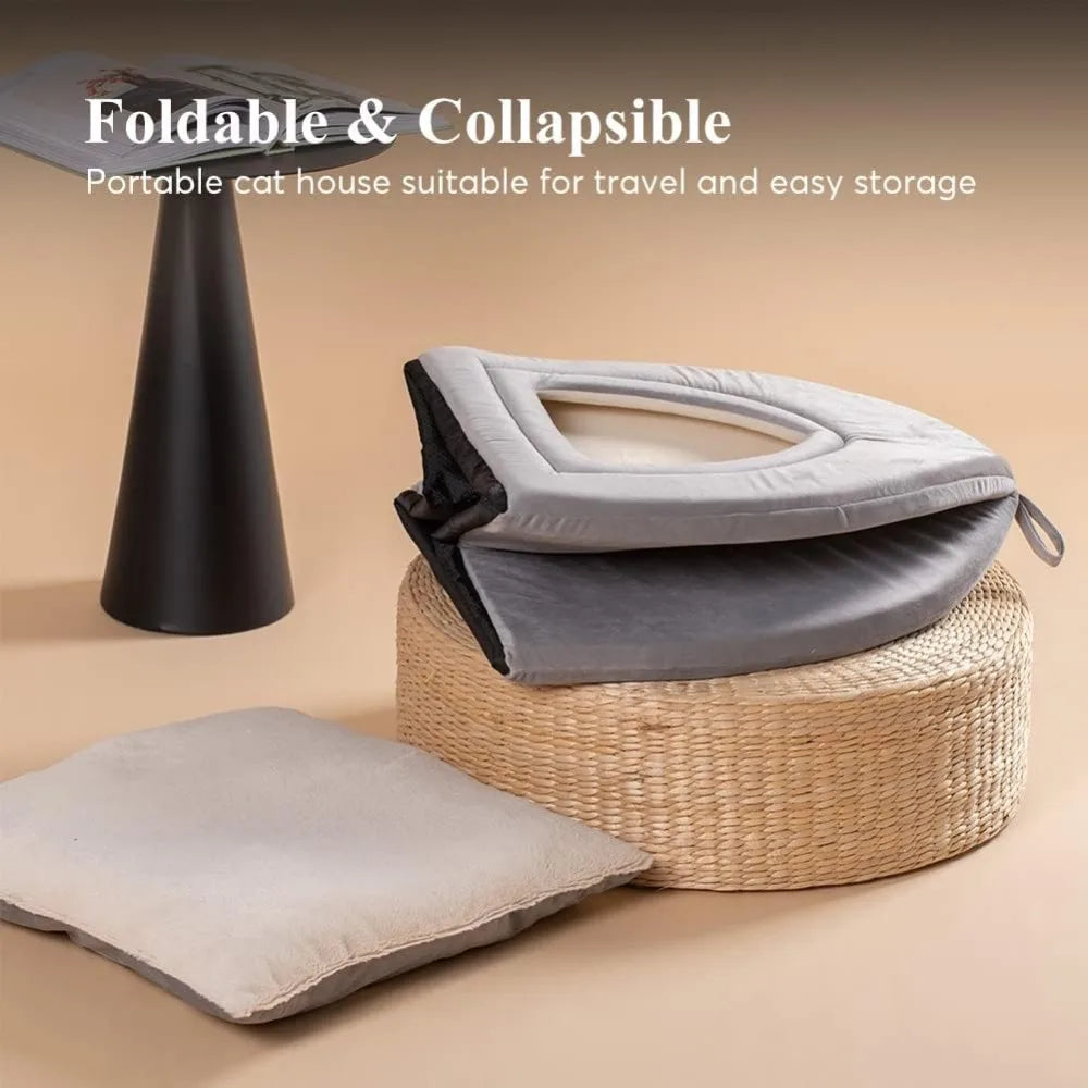 Indoor Cat Bed And 2 In 1 Cat House Cave Tent With Removable Cover