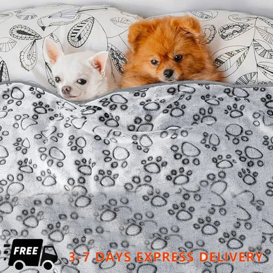 Flannel Pet Sleep Mat Paw Print for Dog Cat Soft Warm Blanket Washable Pet Throw for Sofa Bed Car Seat