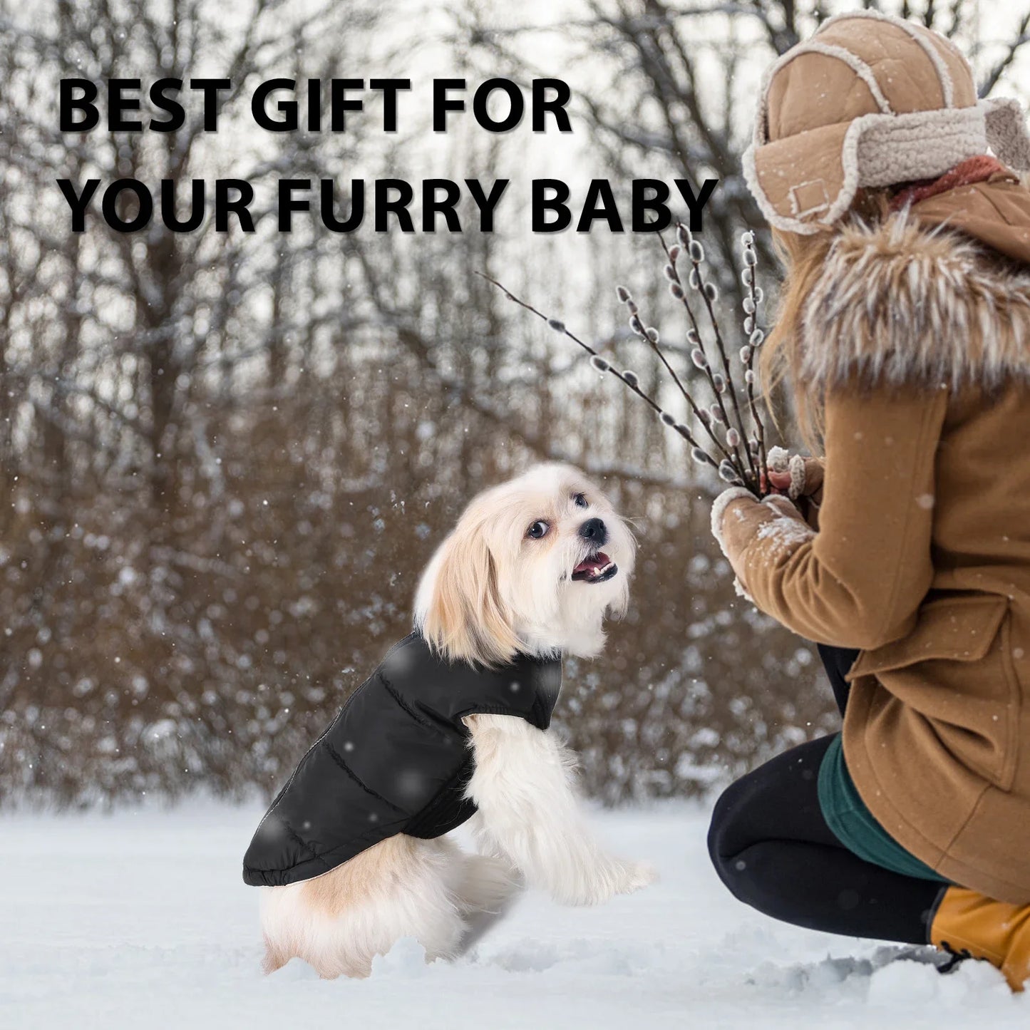 Warm Windproof Dog Winter Coat With Zipper Closure Adjustable