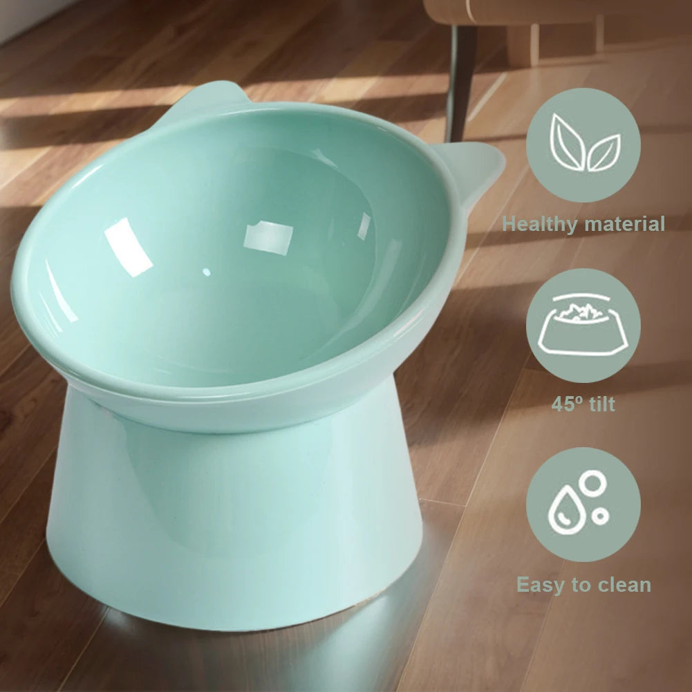 Tilted Cat Food Bowl Raised Cat Food Bowl Ergonomic Tall Dog Bowl Anti Vomiting Plastic Feeding Bowl for Flat- Faced Cats