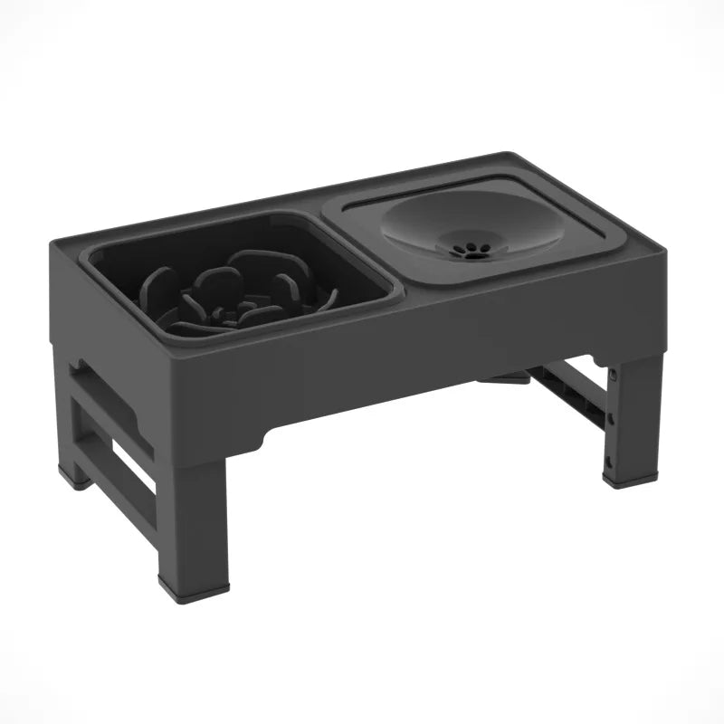 Elevated Dog Food Slow Feeder 4 Adjustable Heights Raised Dog Bowl Stand with Stainless Steel Bowls Anti Slip Dog Water Bowl