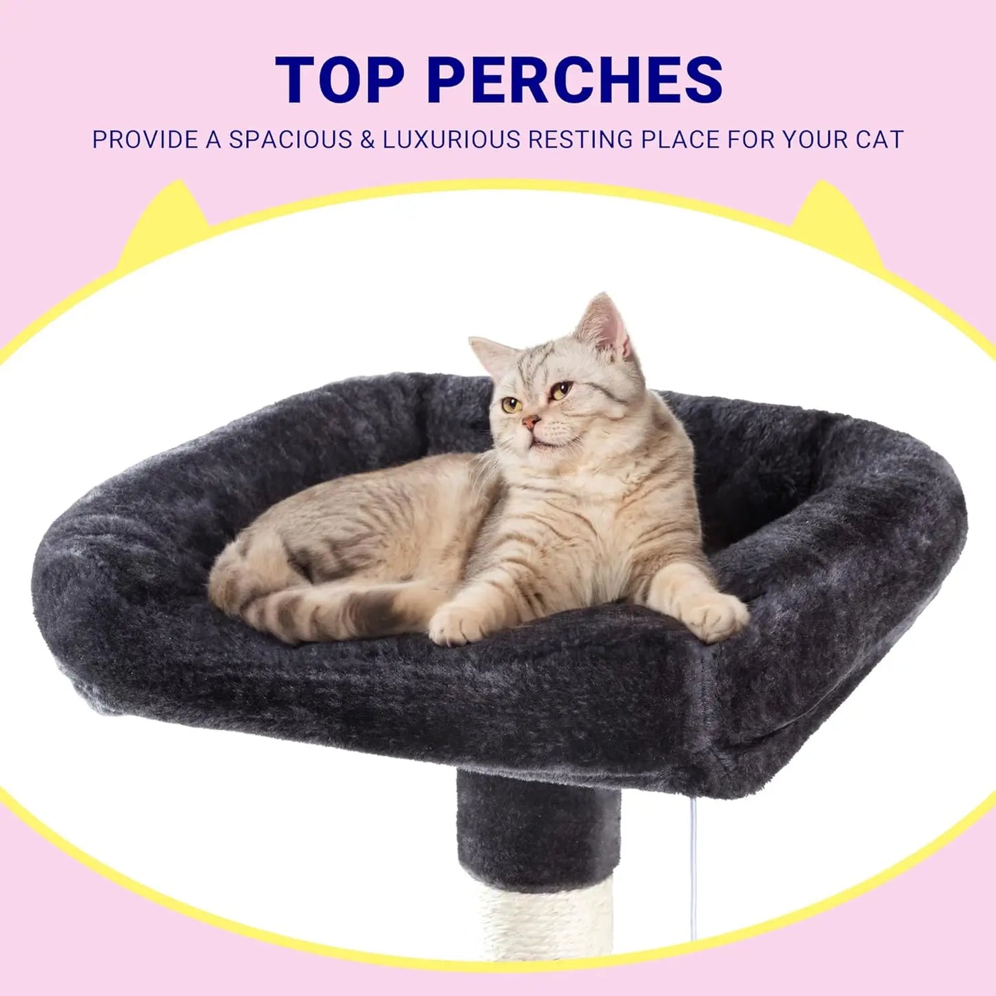 73in Fan-Shaped Space-Saving Corner Cat Tower/Multi-Level Tall Cat Tree for Indoor Kitties/Cozy Baskets/Condos/House/Perches