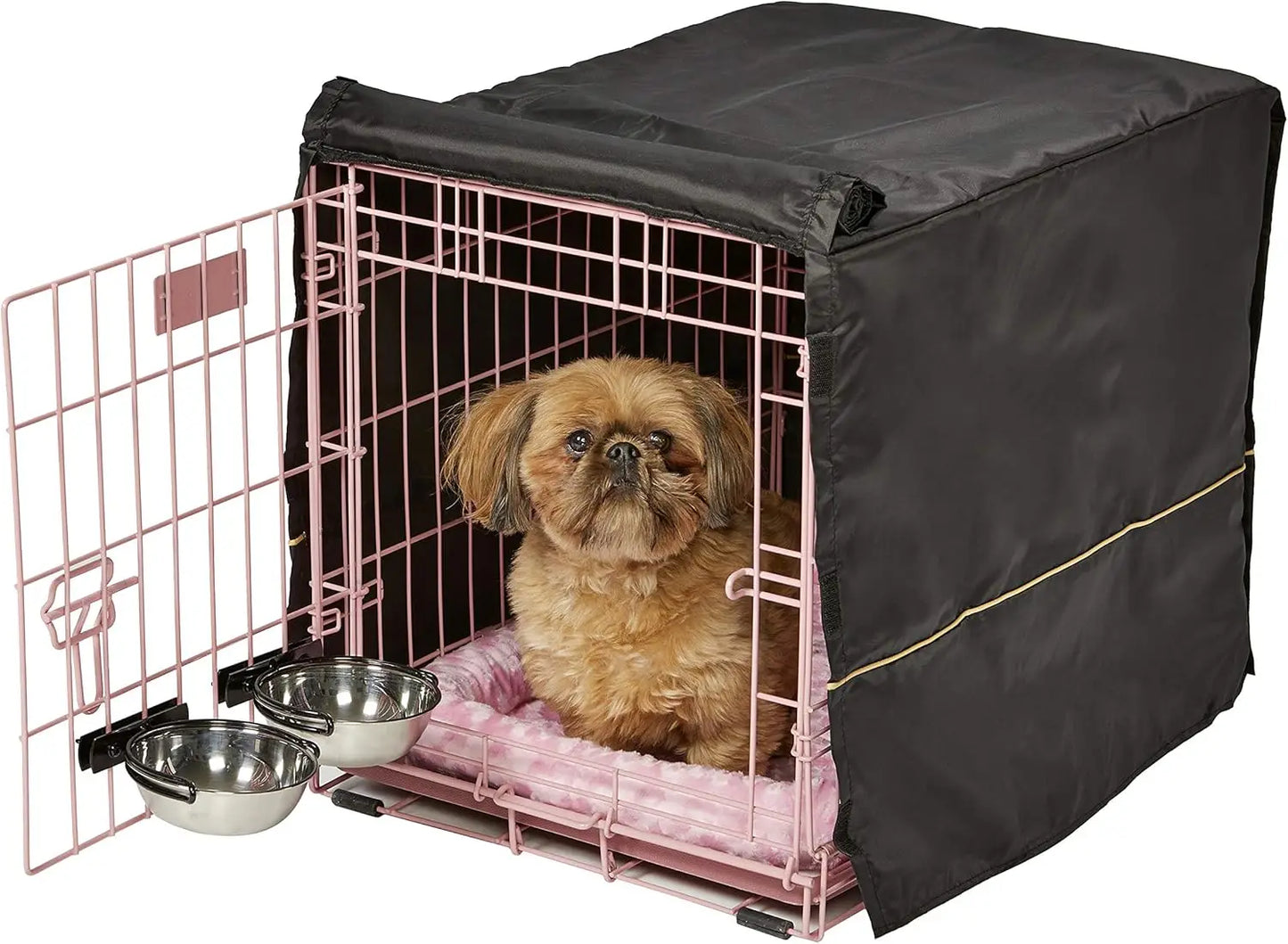 High Concerned Double Door Dog Crate Starter Kit Bed Bowls