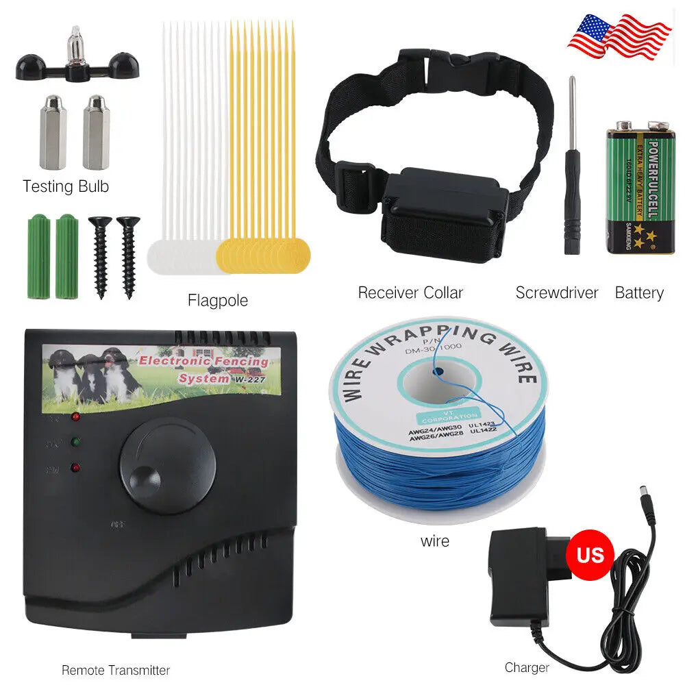 Electric Dog Fence System Pet Containment Shock Collar Yard Garden Waterproof