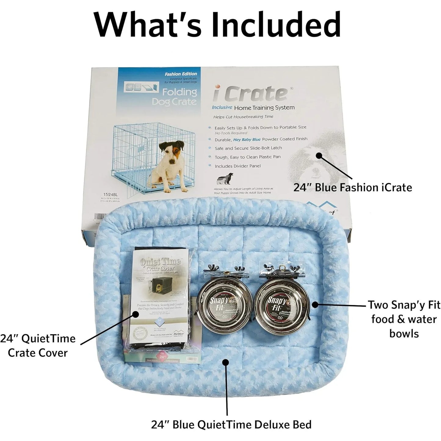 High Concerned Double Door Dog Crate Starter Kit Bed Bowls