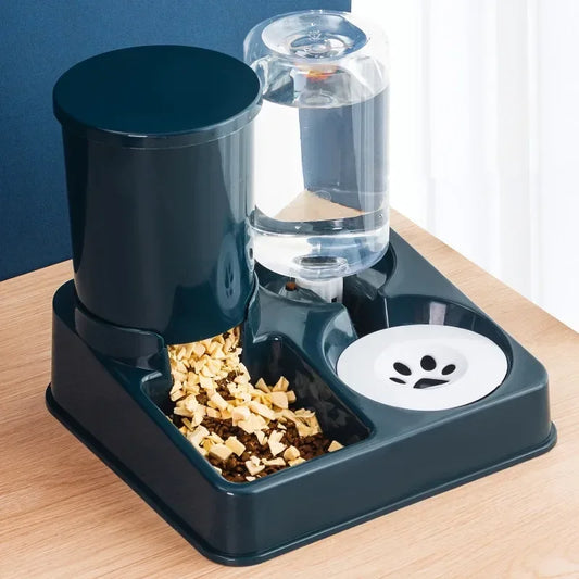 Hign-concerned Automatic Cat Feeder Water Dispenser 2in1 Tilted Gravity