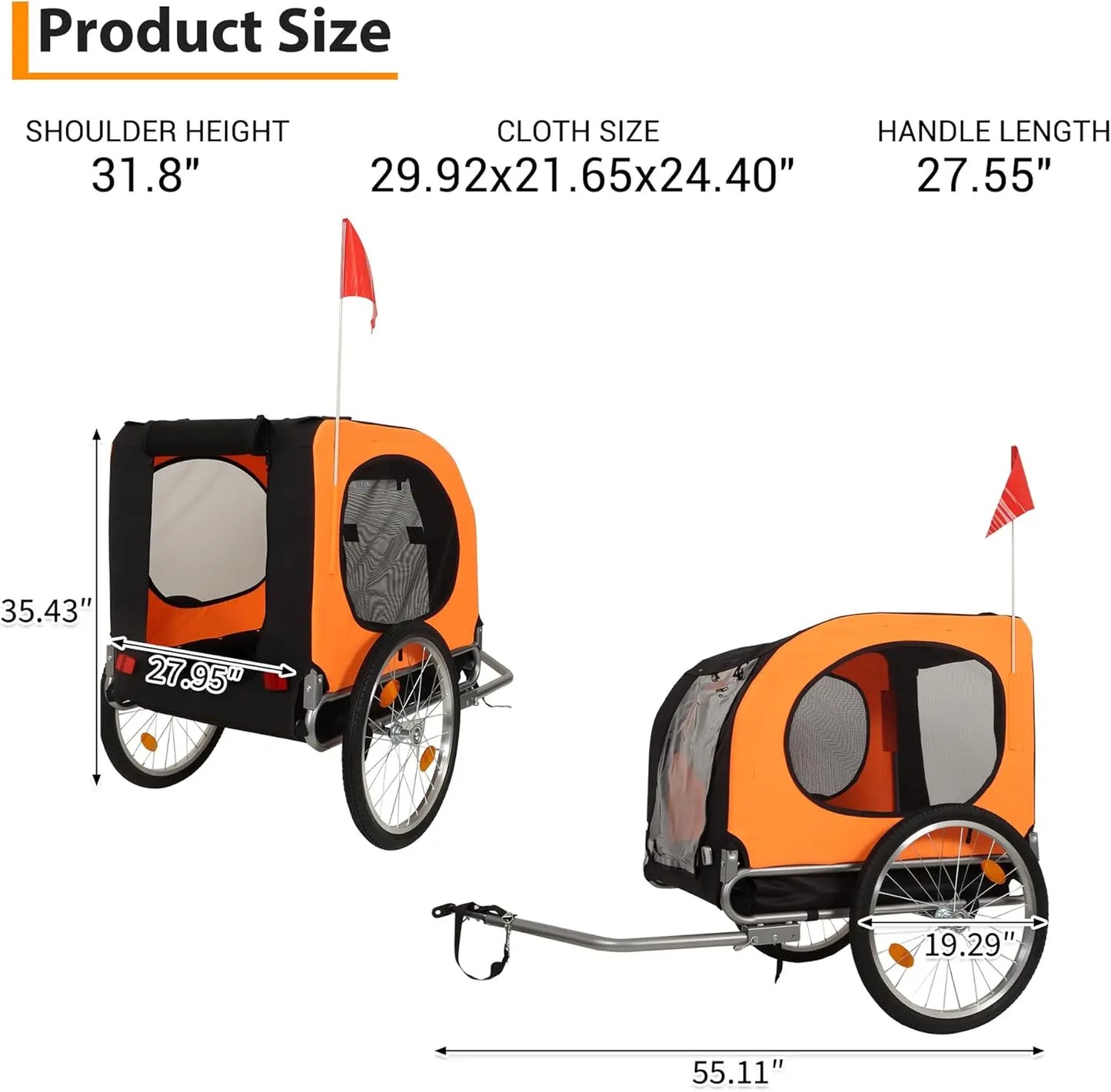 TWISTER.CK Dog Bicycle Trailer 88Lbs Capacity Foldable Oxford Fabric Carrier