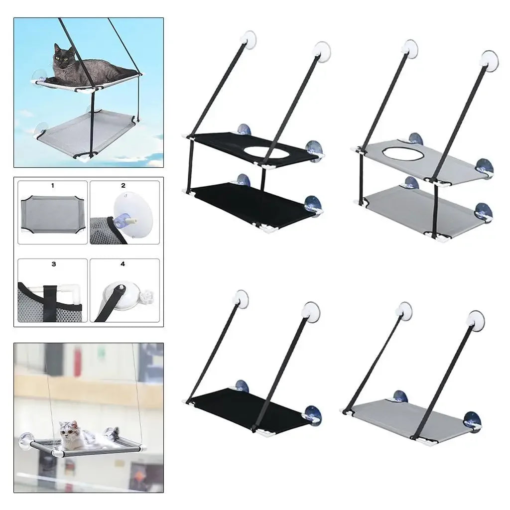 Cat Bed Window Mounted Cat Hammock Bed Pet Seat Super Suction Cup Hanging Lounger Soft Warm Bed for Cats Small Dogs Rabbits