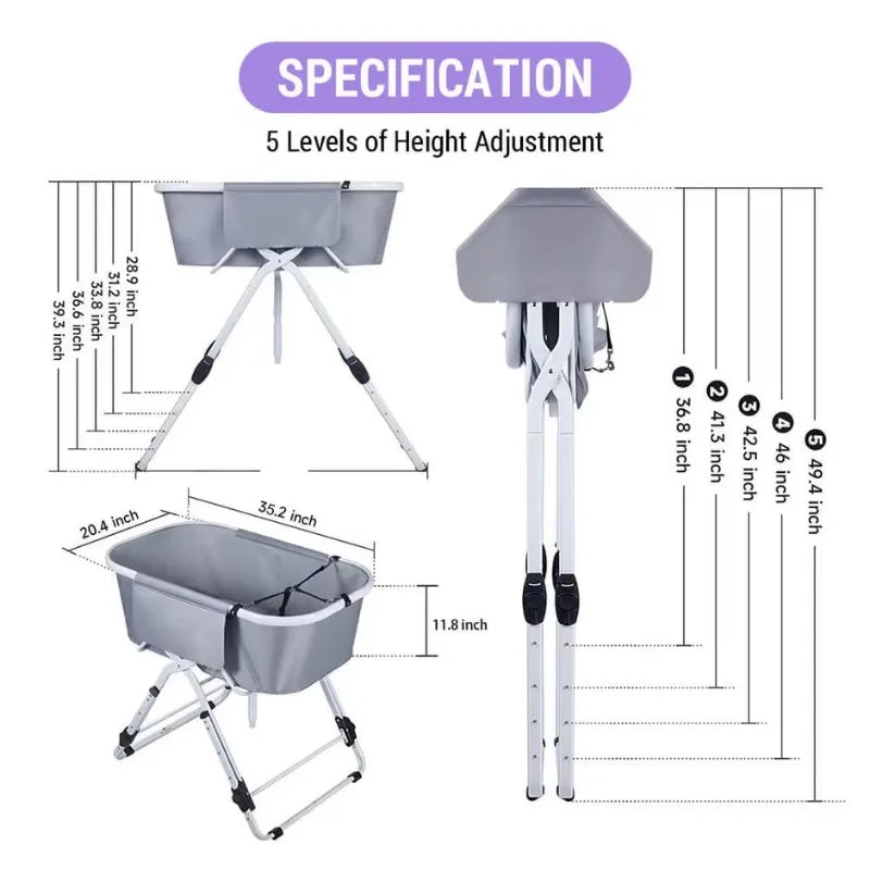 Elevated Dog Bath Tubs for Bath Shower Grooming ,Foldable Pet Dog Bathing Station Adjustable, Ideal For Medium To Large Pets