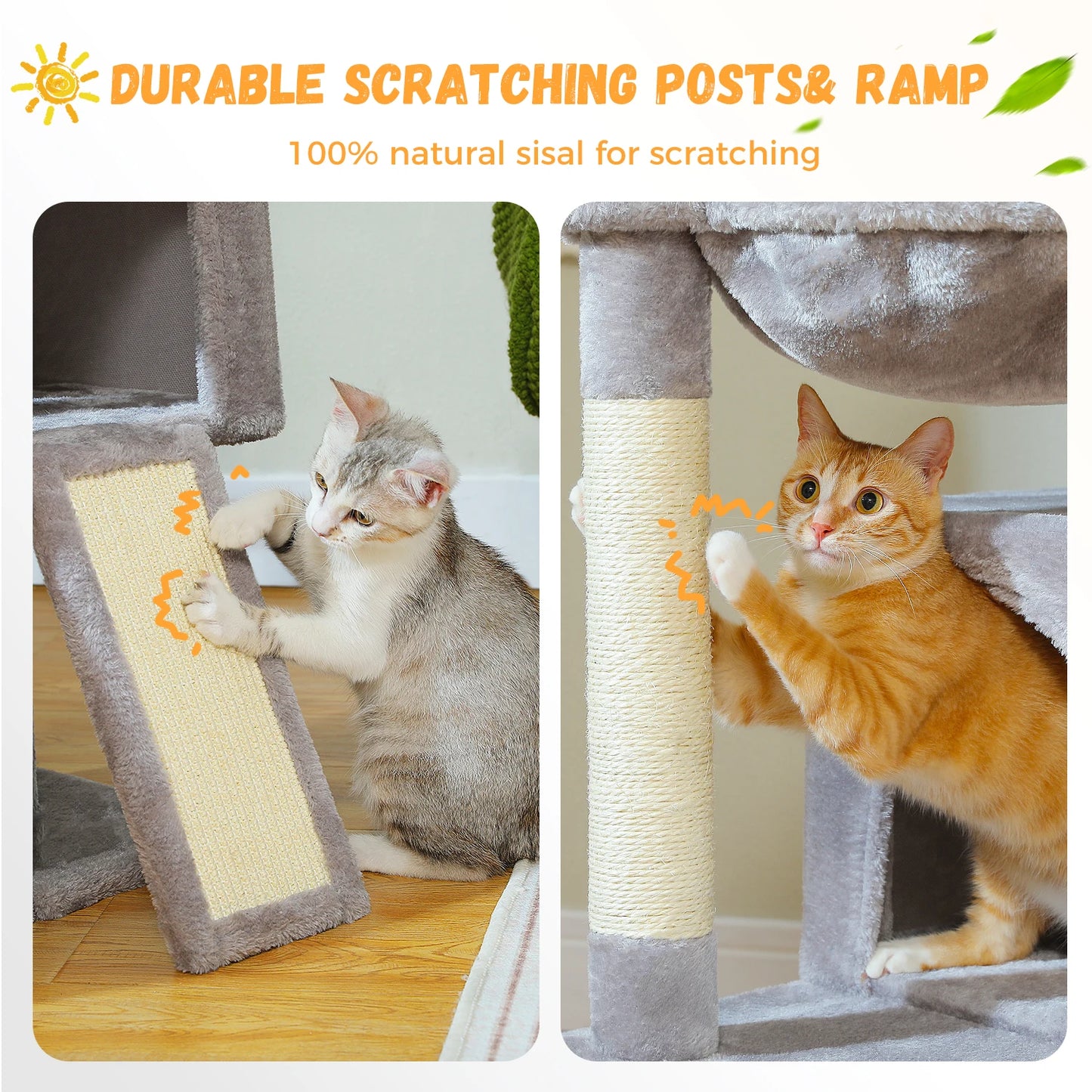 Large Cat Tree Multi-Level Cat Tower with 2 Spacious Condos for Indoor Cats Large Cat House with Comfy Hammock Padded Perch