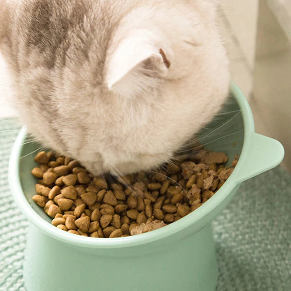 Tilted Cat Food Bowl Raised Cat Food Bowl Ergonomic Tall Dog Bowl Anti Vomiting Plastic Feeding Bowl for Flat- Faced Cats