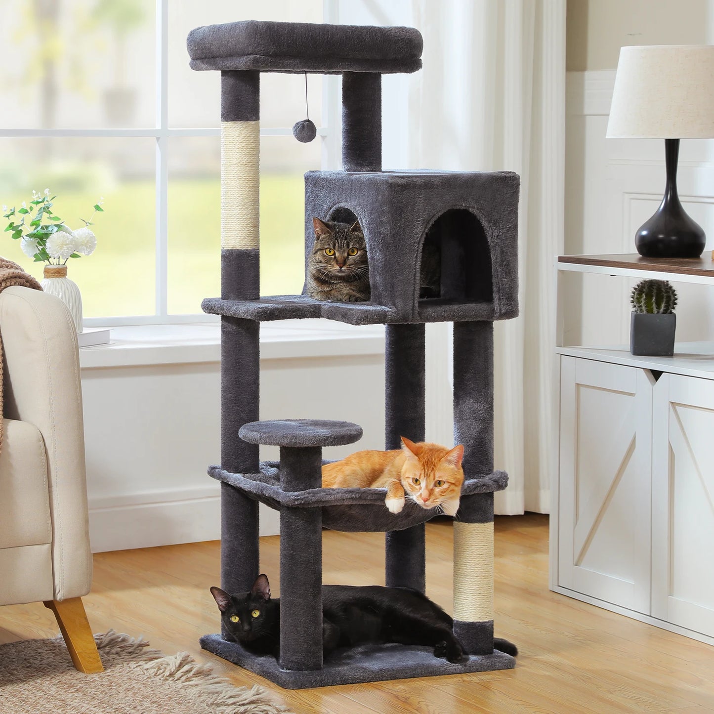 Multi-Level Cat Tree Tower with Scratching Posts, Condo, Hammock, Cat Scratching Board,Cat Accessories,Cat Furniture,Indoor Cats