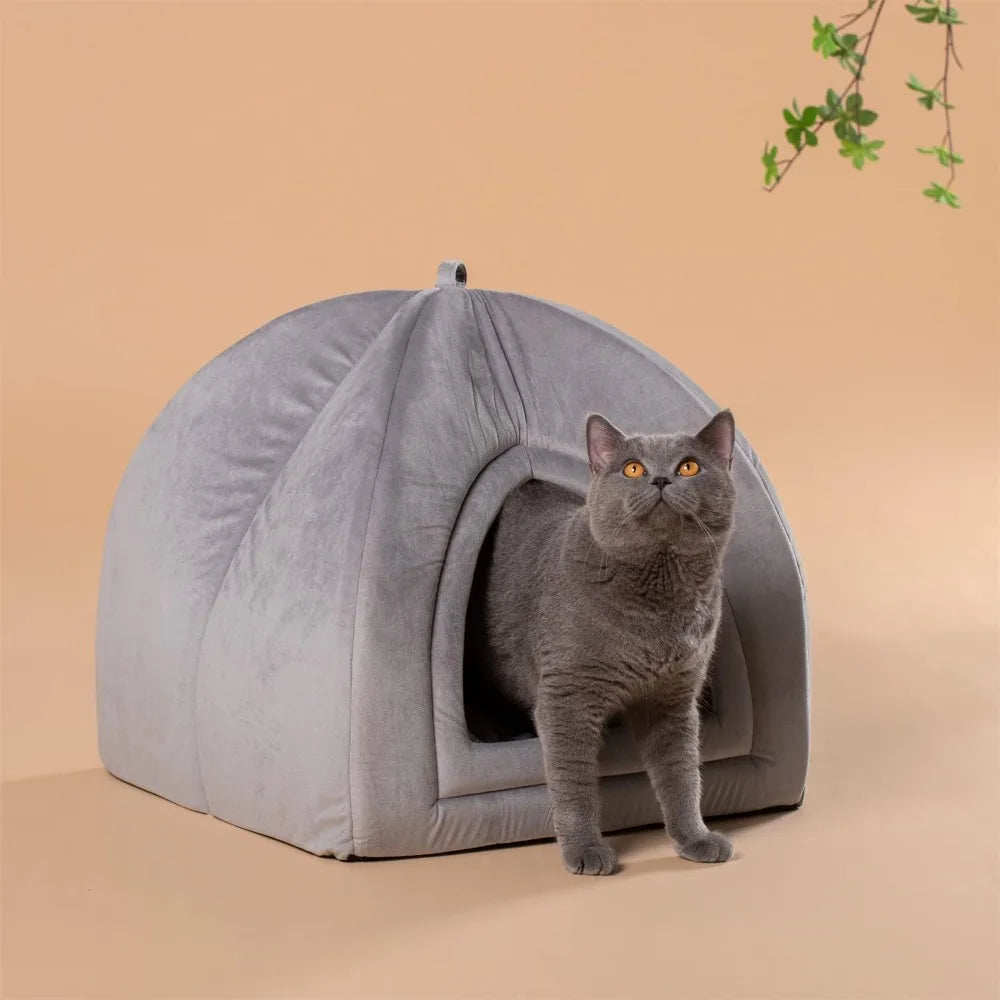 Indoor Cat Bed And 2 In 1 Cat House Cave Tent With Removable Cover
