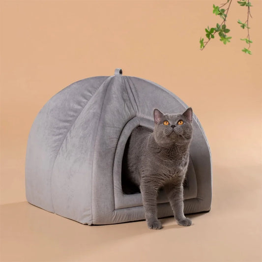 Indoor Cat Bed And 2 In 1 Cat House Cave Tent With Removable Cover
