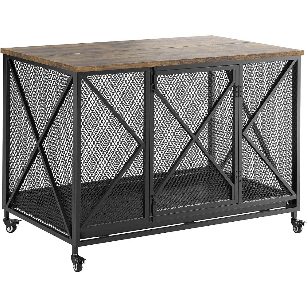 Large Heavy Duty Dog Crate Wooden Kennel Cage with Flip-up Top Pet Furniture