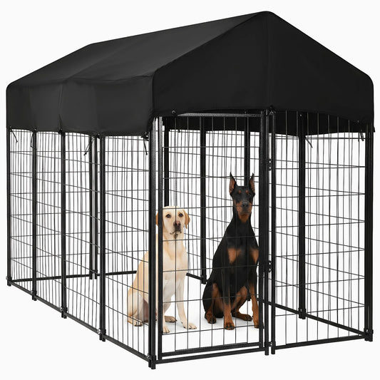 Outdoor Secure Wire Crate Kennel Steel Material Heavy Duty Welded Wire Steel Dog Playpen Fence with Door for Medium Small Dogs